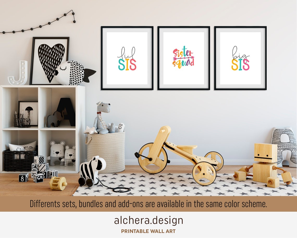 Fun Sister Squad Colorful Typography Sisters Gift Art Poster - Image 2