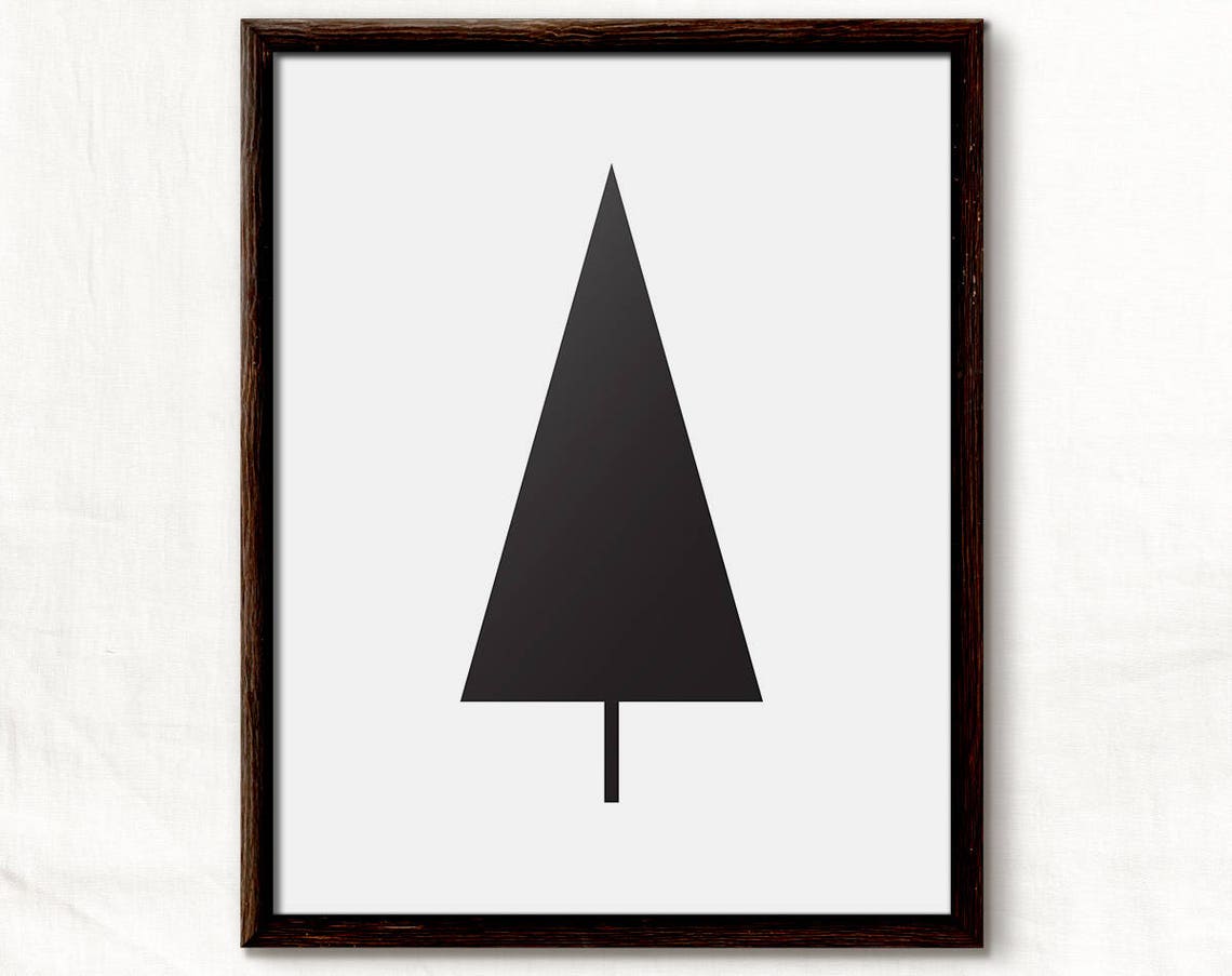 Minimalist Black Triangle Christmas Tree Modern Holiday Poster