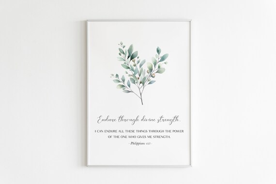 Philippians 413 Divine Strength Art Bible Verse Wall Art Scripture Wall Art Bible Art Bible Verse Print
