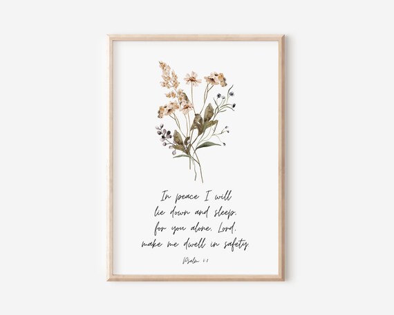 Psalm 4:8 In Peace I Will Lie Down And Sleep Bible Verse Poster