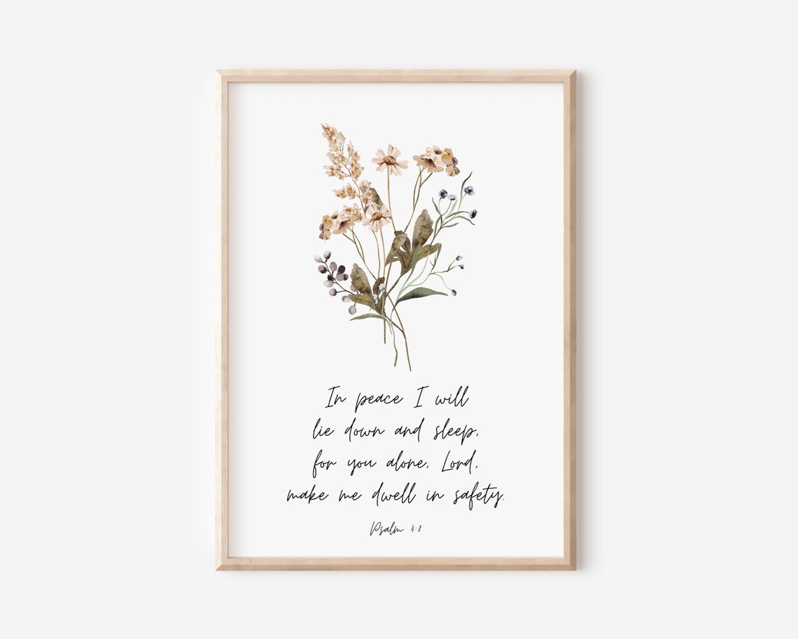 Psalm 4:8 In Peace I Will Lie Down And Sleep Bible Verse Poster