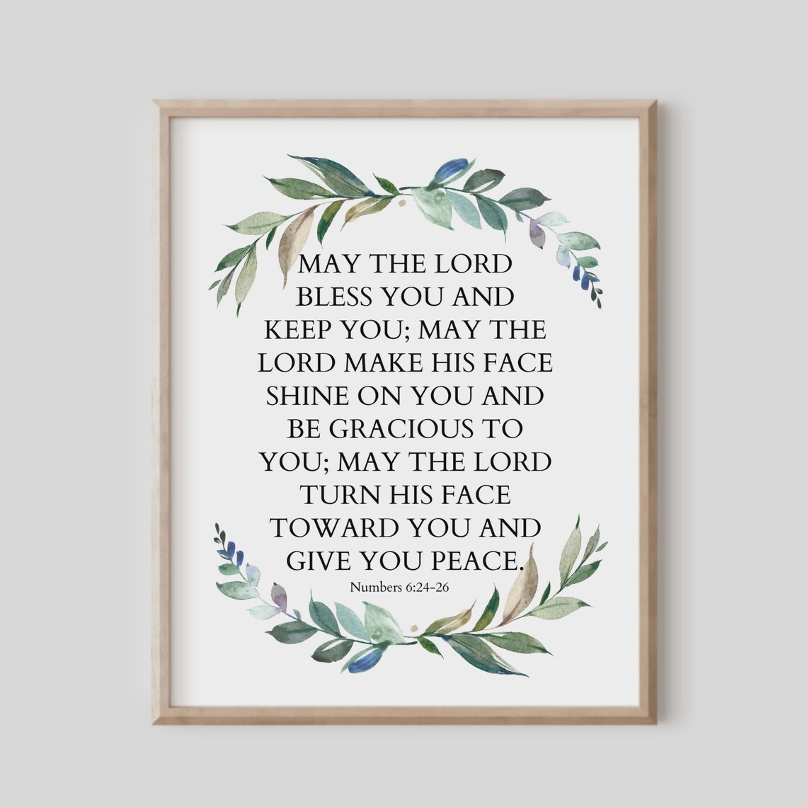 Numbers 624 May The Lord Bless You And Keep Bible Verse Wall Art Christian Gift Scripture Print Watercolor Eucalyptus Botanical