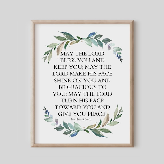 Numbers 624 May The Lord Bless You And Keep Bible Verse Wall Art Christian Gift Scripture Print Watercolor Eucalyptus Botanical