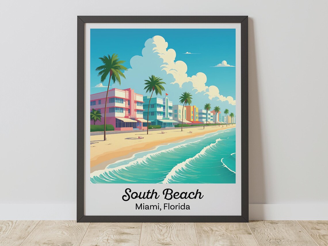 South Beach Vintage Travel Poster, Miami
