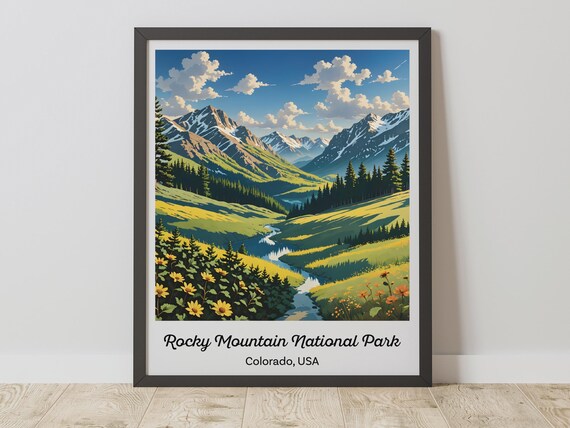 Rocky Mountain National Park Colorado Wildflower Valley Travel Poster
