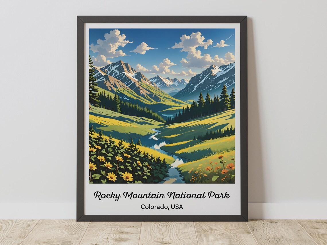 Rocky Mountain National Park Colorado Wildflower Valley Travel Poster