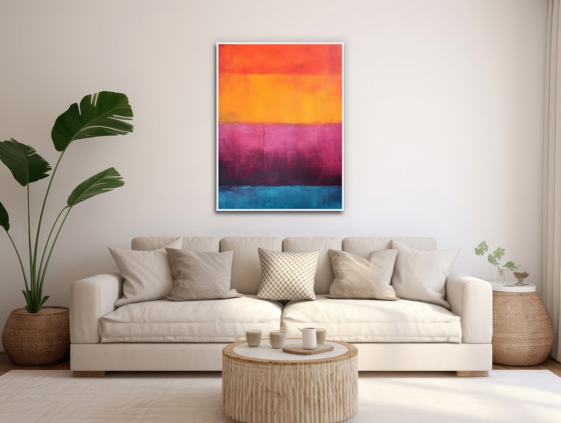 Color Field Sunset Bands Orange Magenta Blue Abstract Art Poster - Image 3