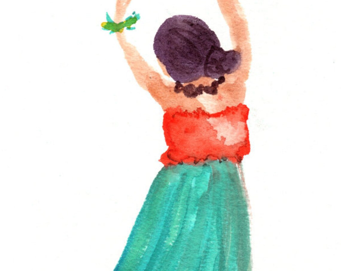 Hula Girl Hawaiian Watercolor Kauai Art Print