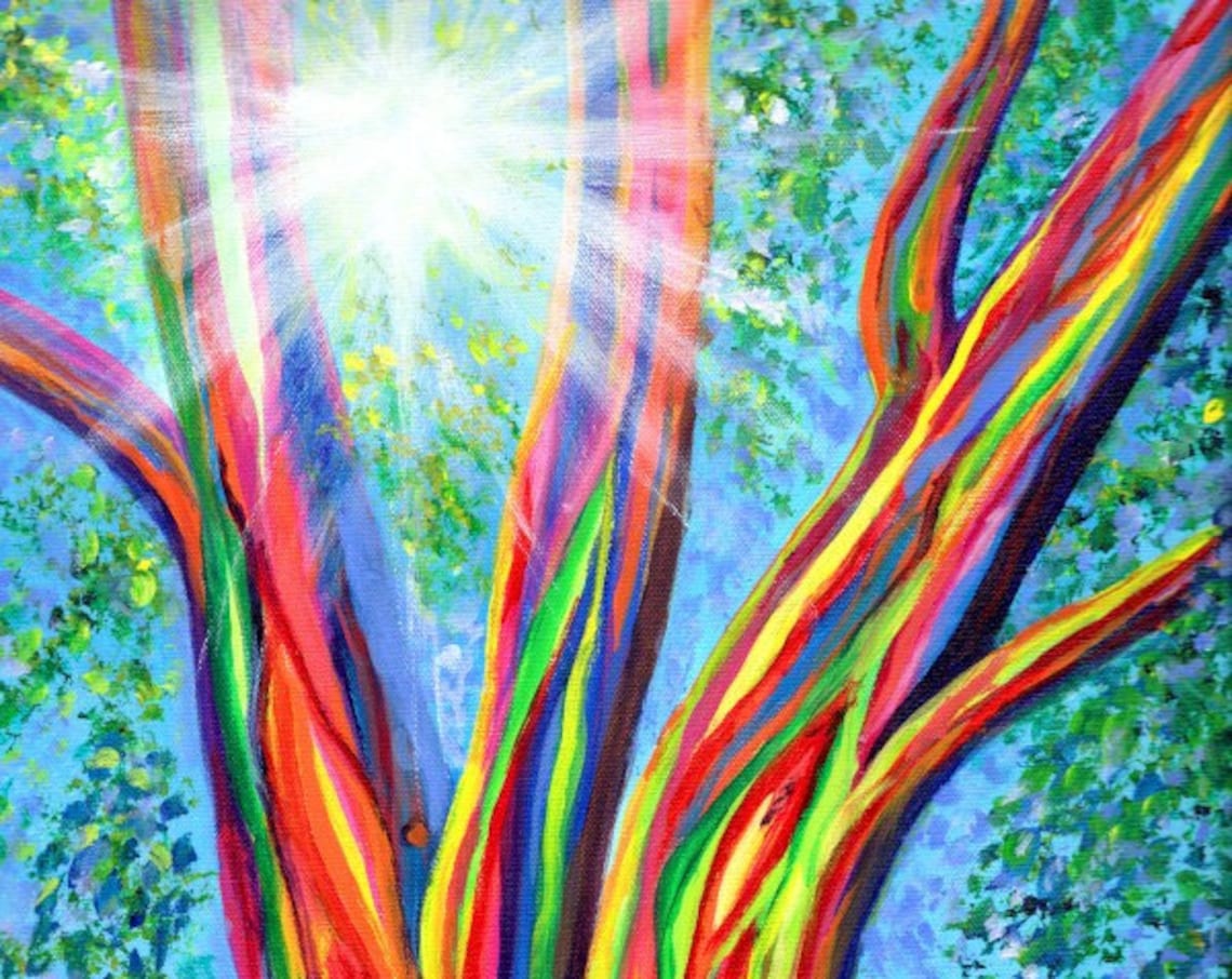 Rainbow Tree of Life Hawaii Art Print, Kauai Decor