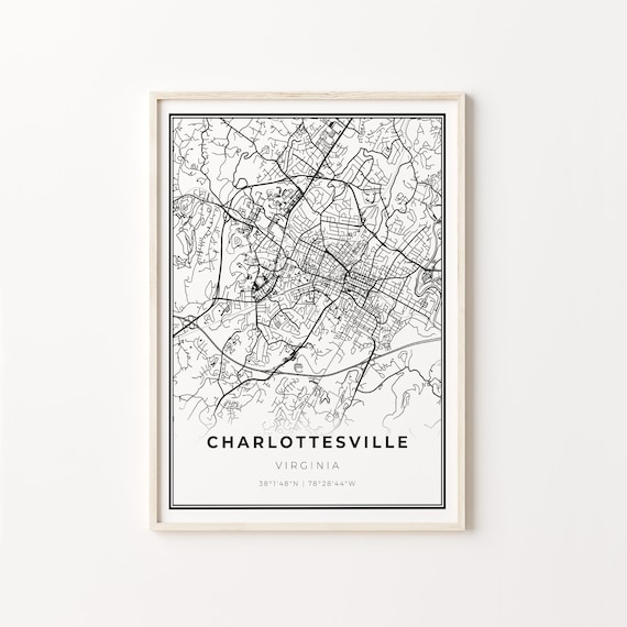 Charlottesville Virginia City Map Minimalist Line Art Poster
