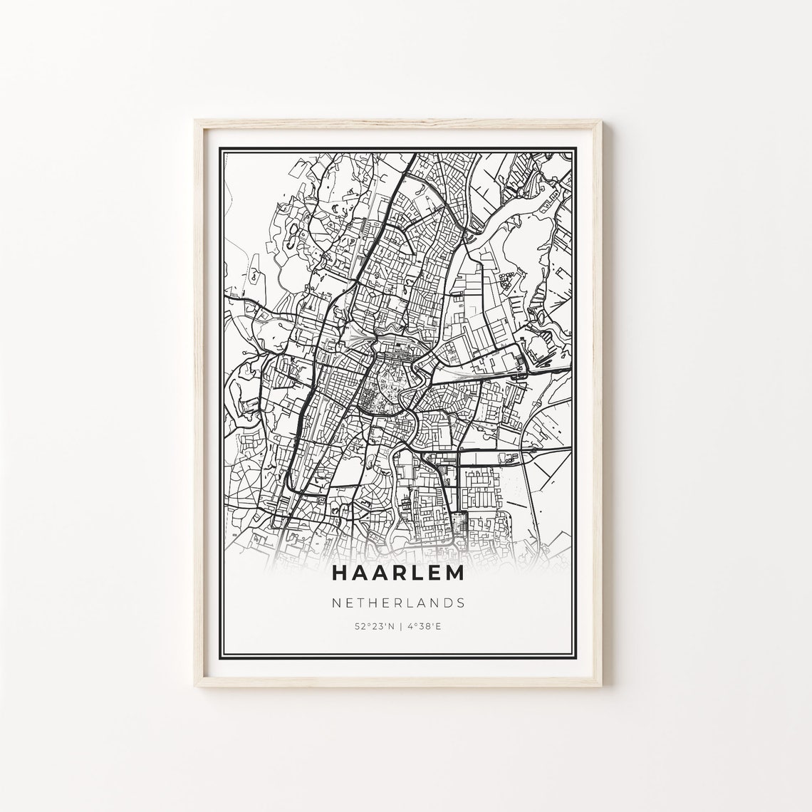 Haarlem Netherlands Minimalist Black And White City Map Art Poster