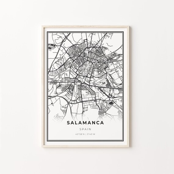 Salamanca Spain Black White Minimalist City Street Map Art Poster
