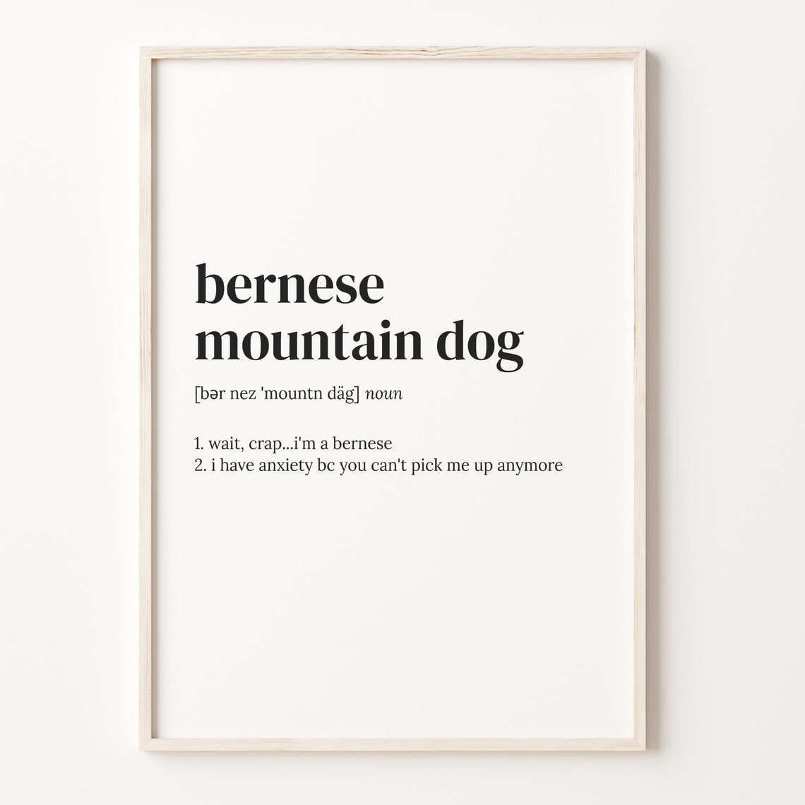Bernese Mountain Dog Dictionary Definition Quote Poster Gift