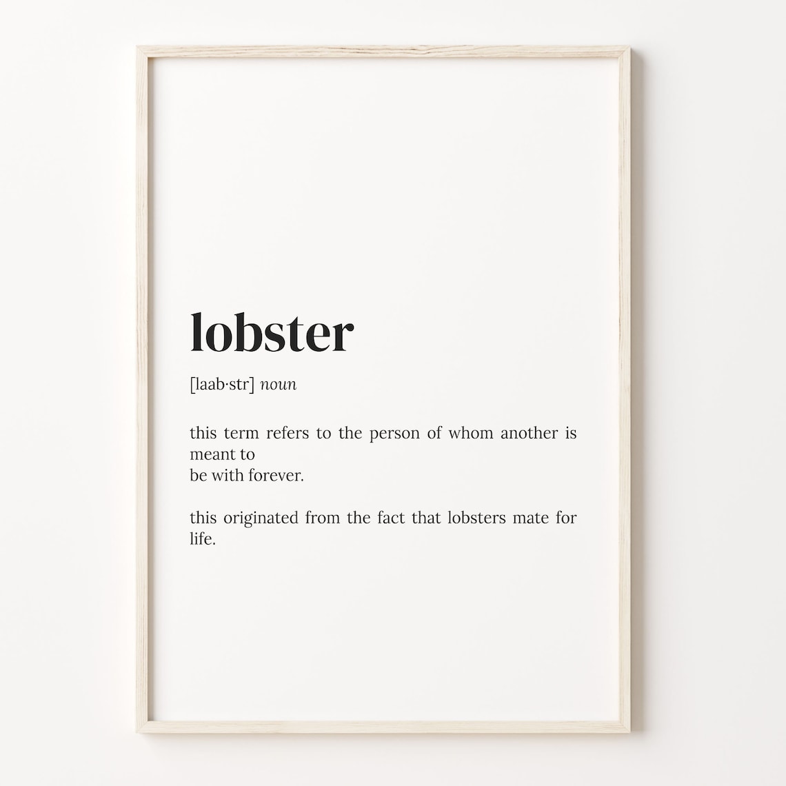 Lobster Definition Dictionary Quote Poster Art Print
