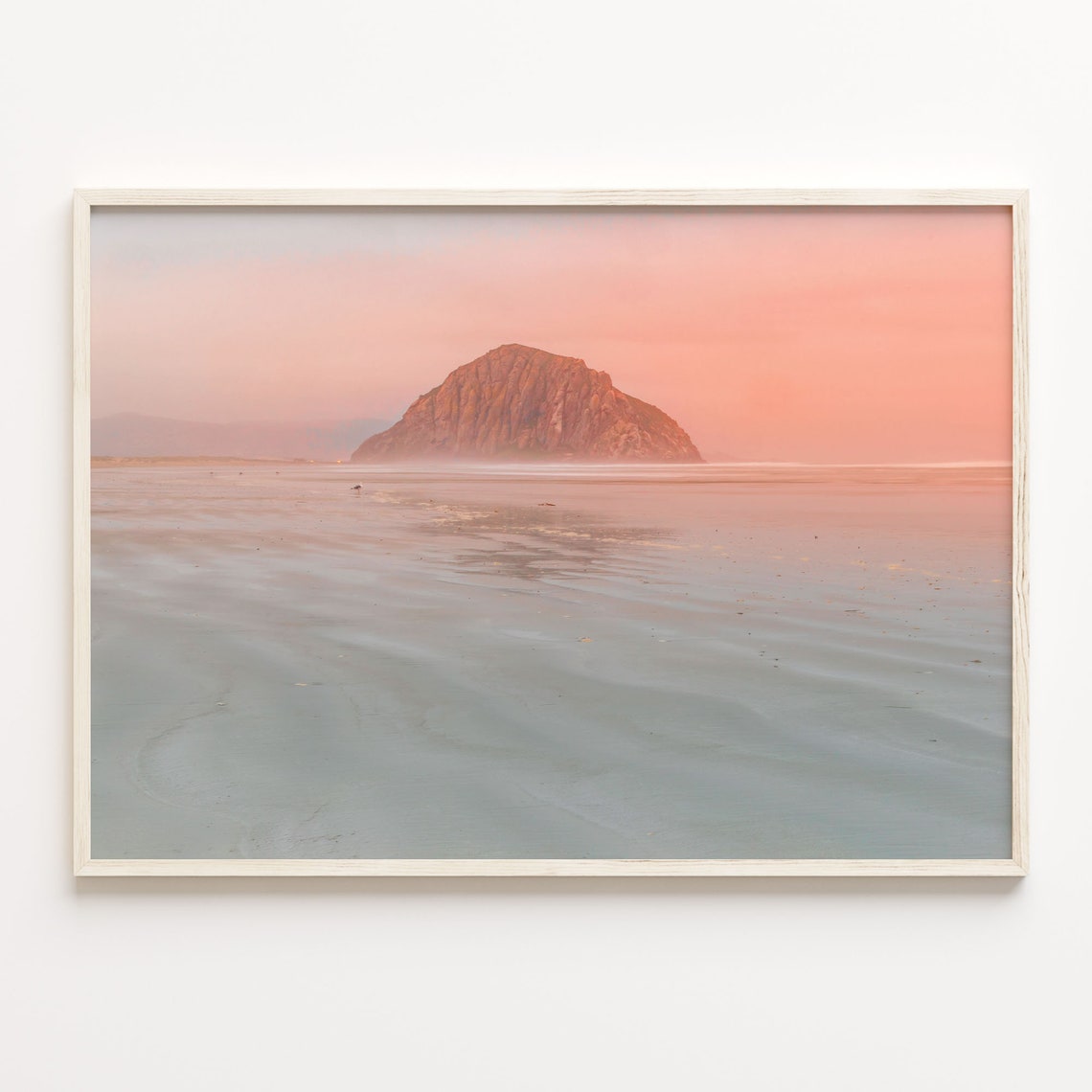 Giant Dome Rock Formation Beach Sunset Pink Sky Seascape Poster