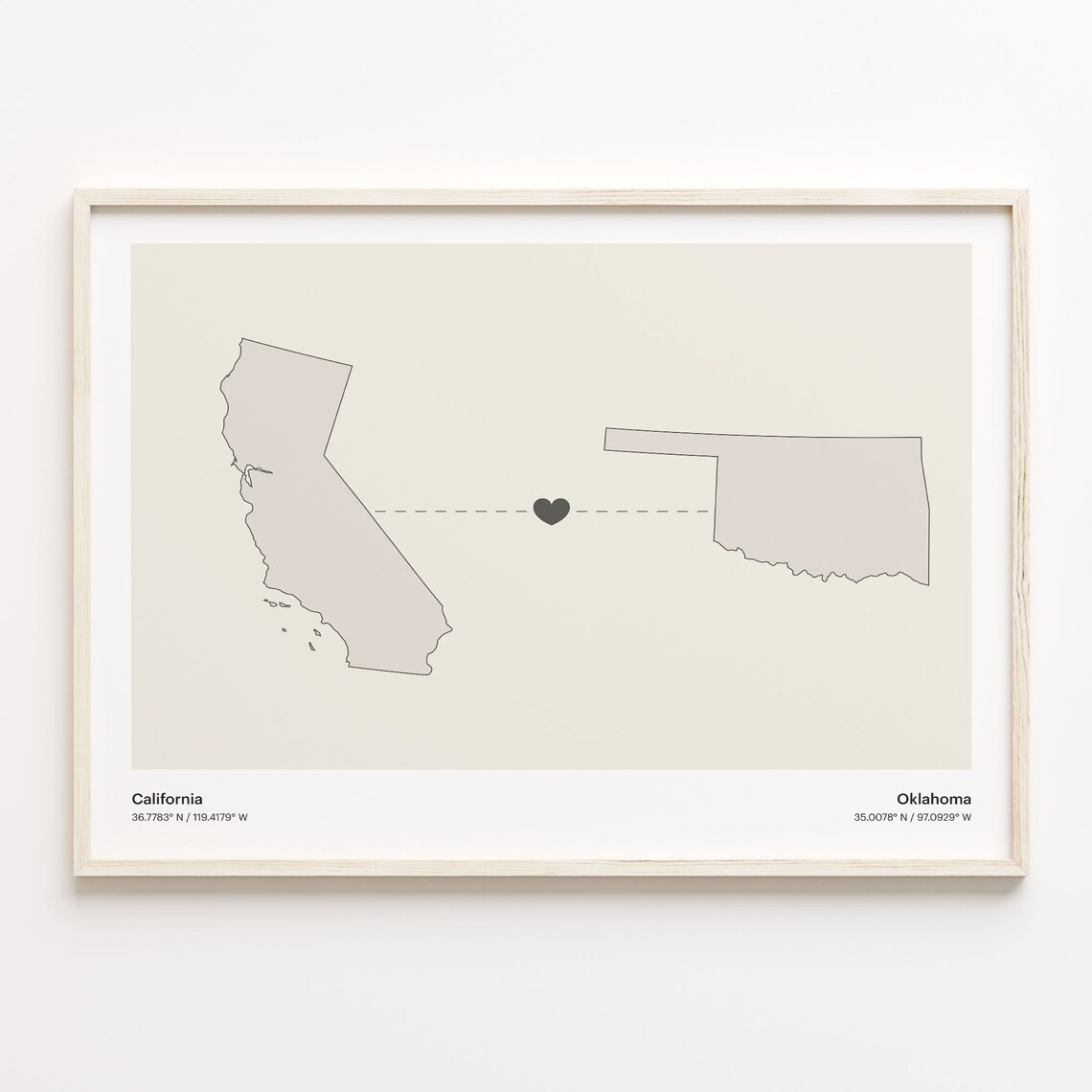 To Oklahoma Minimalist State Connection Map Poster
