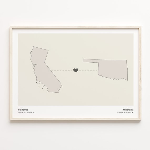 To Oklahoma Minimalist State Connection Map Poster