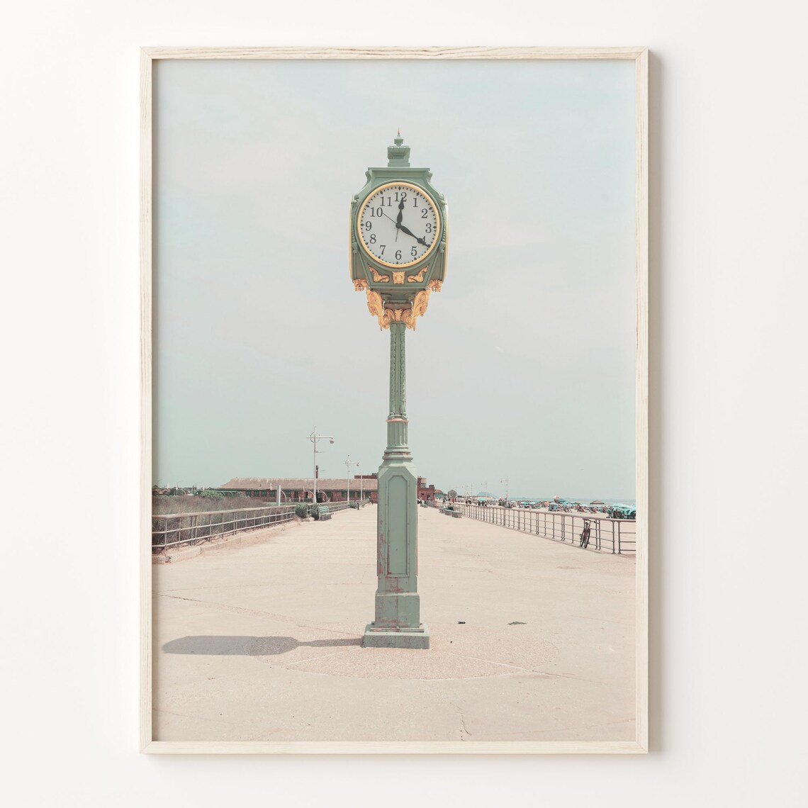 Vintage Street Clock On Sunny Boardwalk Pastel Photography Poster
