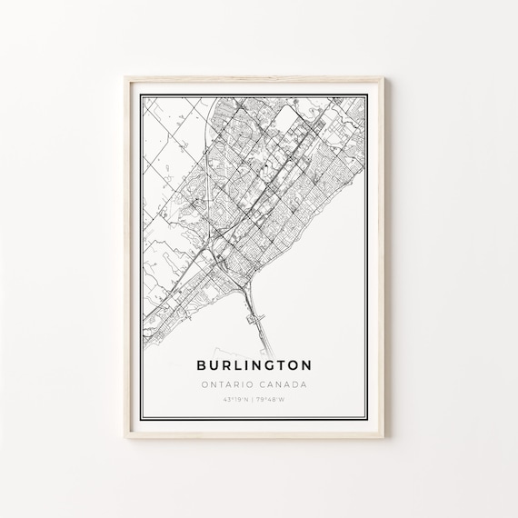 Burlington Ontario Minimalist Black White City Street Map Art Poster