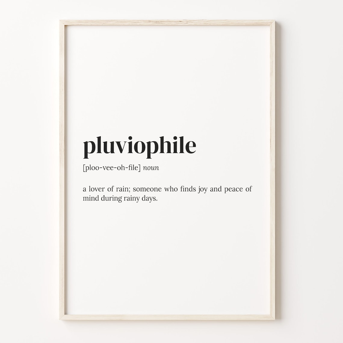 Pluviophile Definition Quote Poster, Dictionary Wall Art