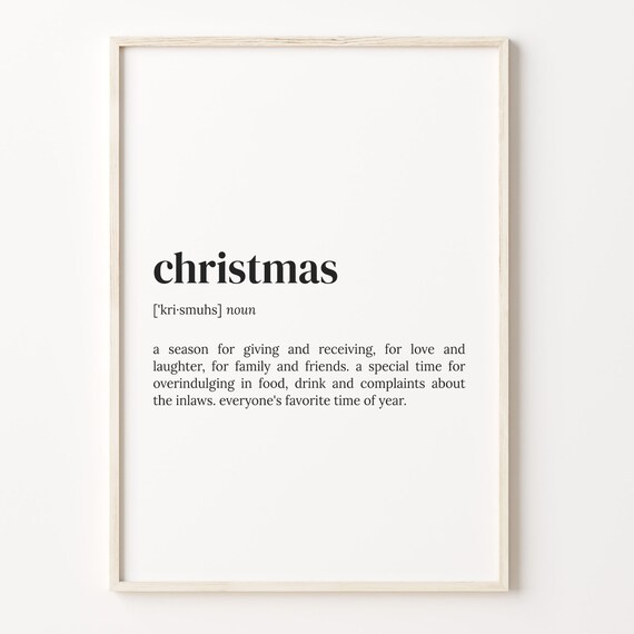 Christmas Definition Poster Funny Holiday Dictionary Quote Wall Decor