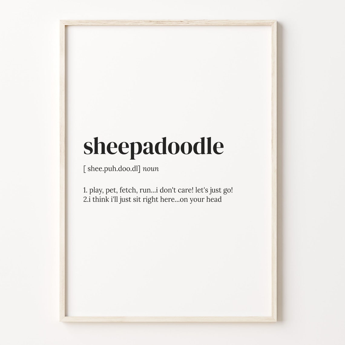 Sheepadoodle Definition Dictionary Funny Dog Lover Gift Poster