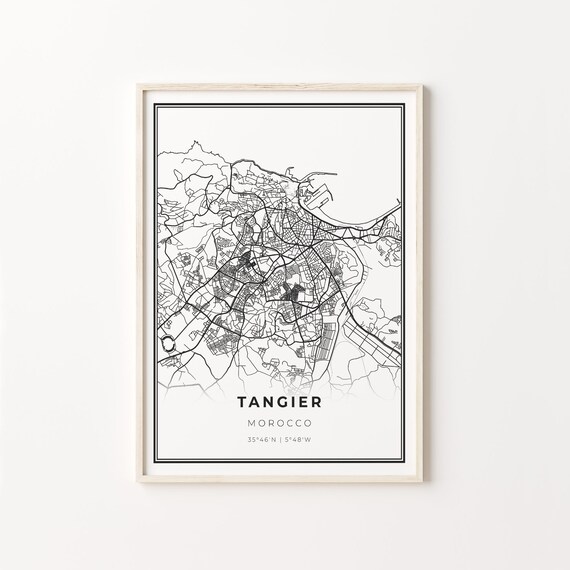 Tangier Morocco Minimalist Black And White City Map Art Poster