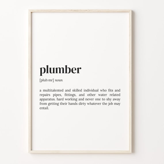Plumber Definition Dictionary Poster, Funny Wall Art