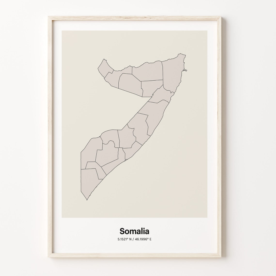 Somalia Minimalist Line Art Country Map Neutral Wall Decor Poster