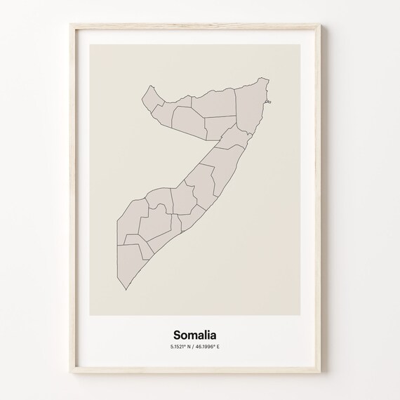 Somalia Minimalist Line Art Country Map Neutral Wall Decor Poster