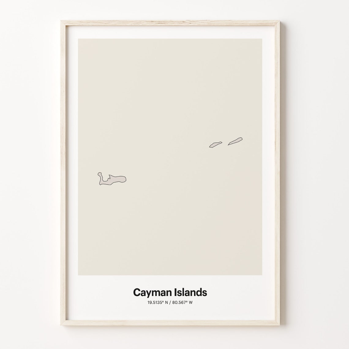 Cayman Islands Minimalist Line Art Island Map Coordinates Poster