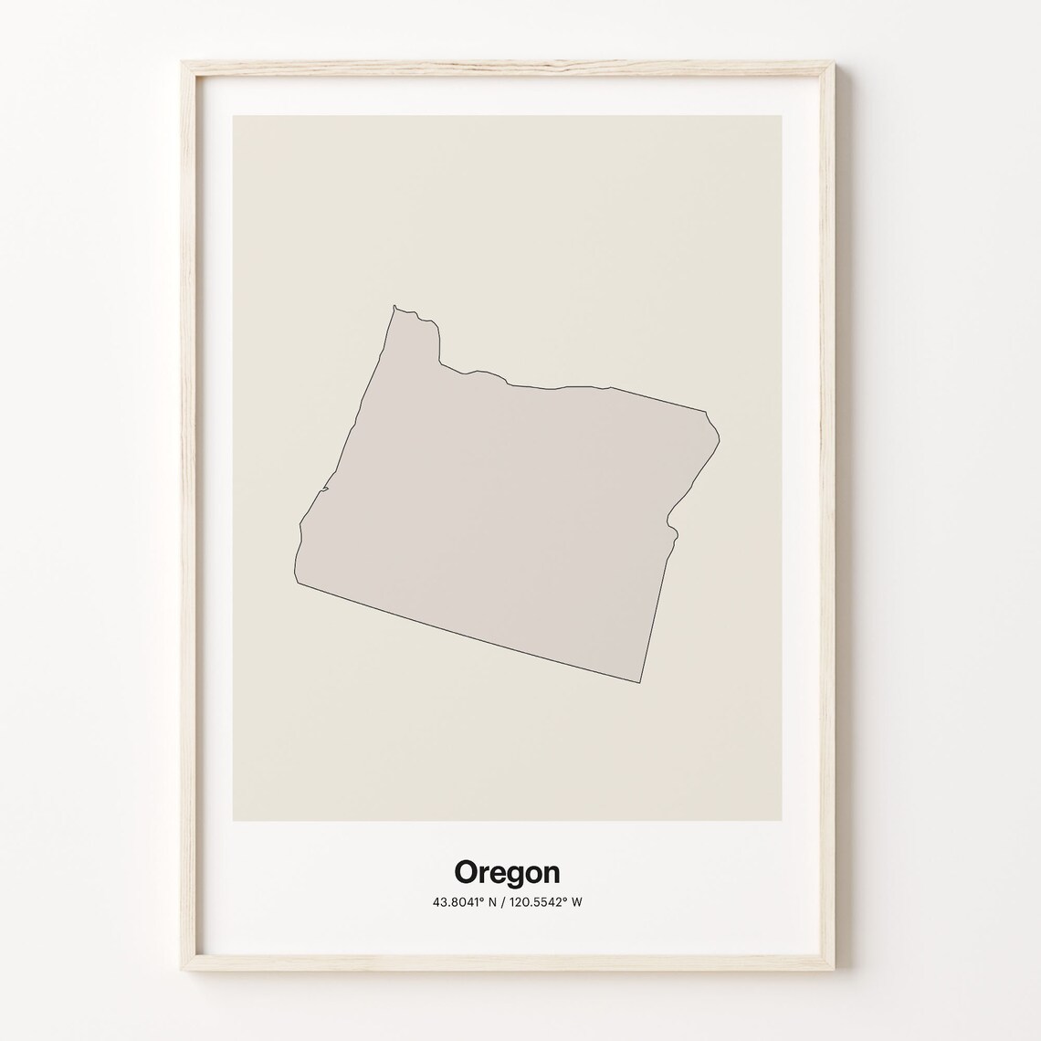 Oregon Minimalist State Map Line Art Travel Coordinates Gift Poster