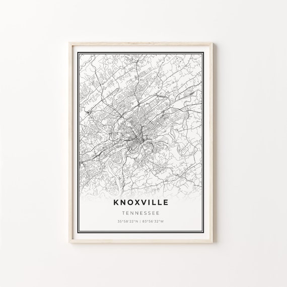 Knoxville City Map Art Print, Tennessee, Wall Decor