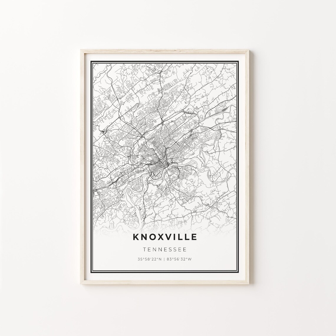 Knoxville City Map Art Print, Tennessee, Wall Decor