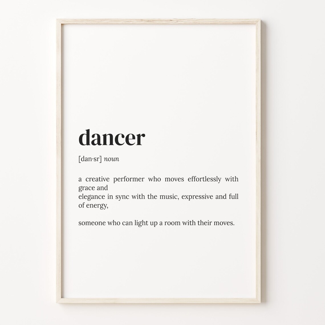 Dancer Definition Dictionary Poster, Funny Wall Art
