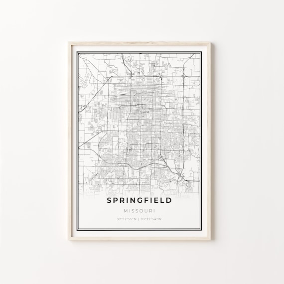 Springfield Missouri Minimalist Black And White City Map Art Poster