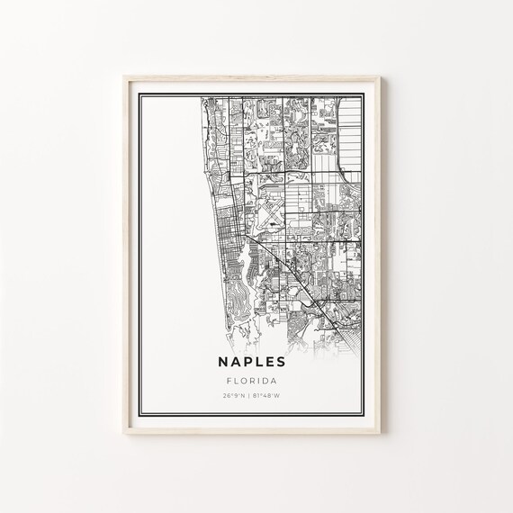Naples Florida Minimalist Modern Black And White City Map Poster