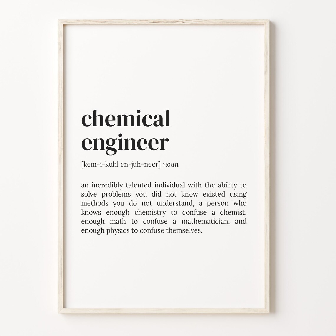 Chemical Engineer Definition Typography Quote Poster