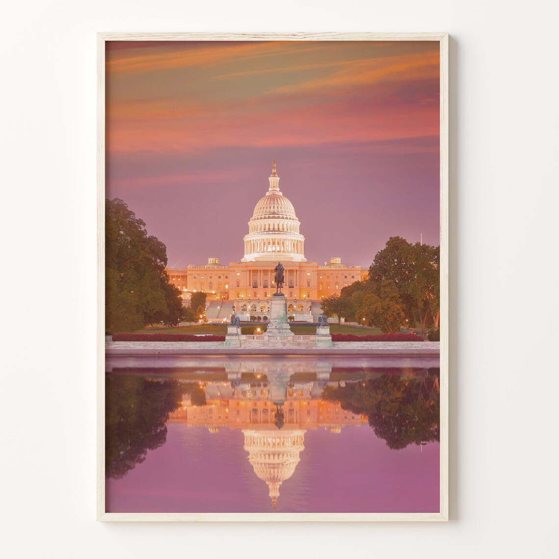 United States Capitol Sunset Reflection Washington DC Poster