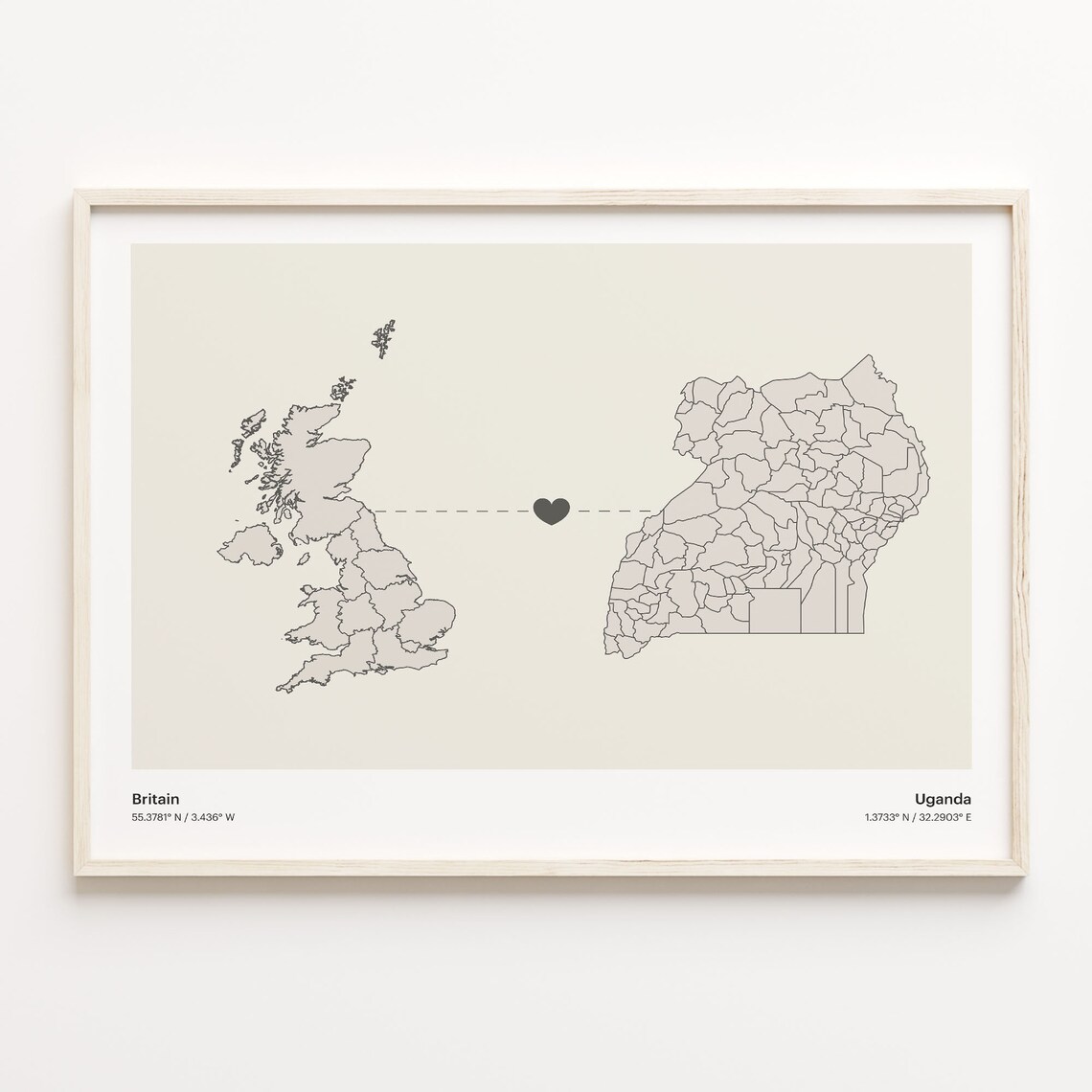 Britain To Uganda Minimalist Connection Map Poster