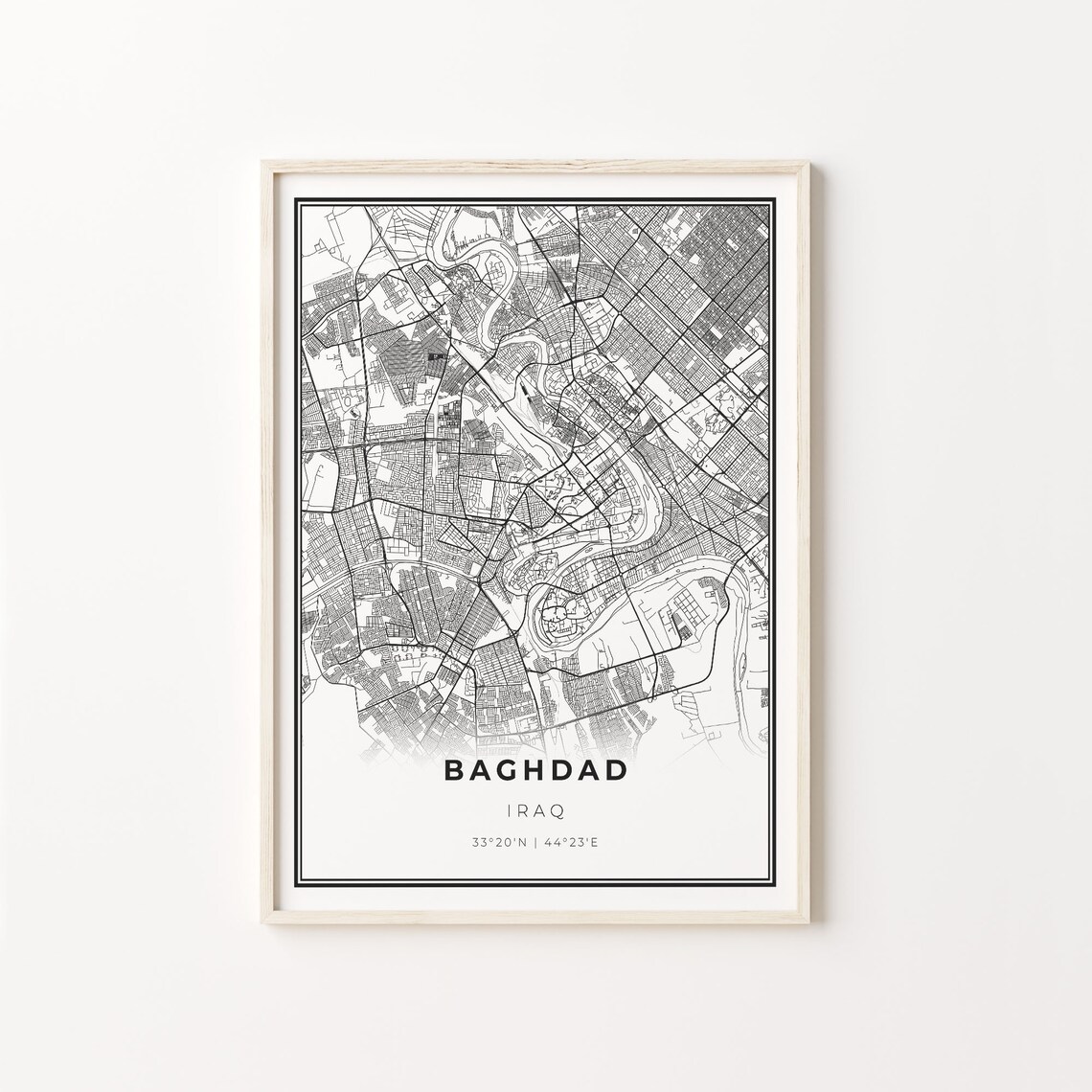 Baghdad Iraq City Map Minimalist Line Art Travel Wall Poster