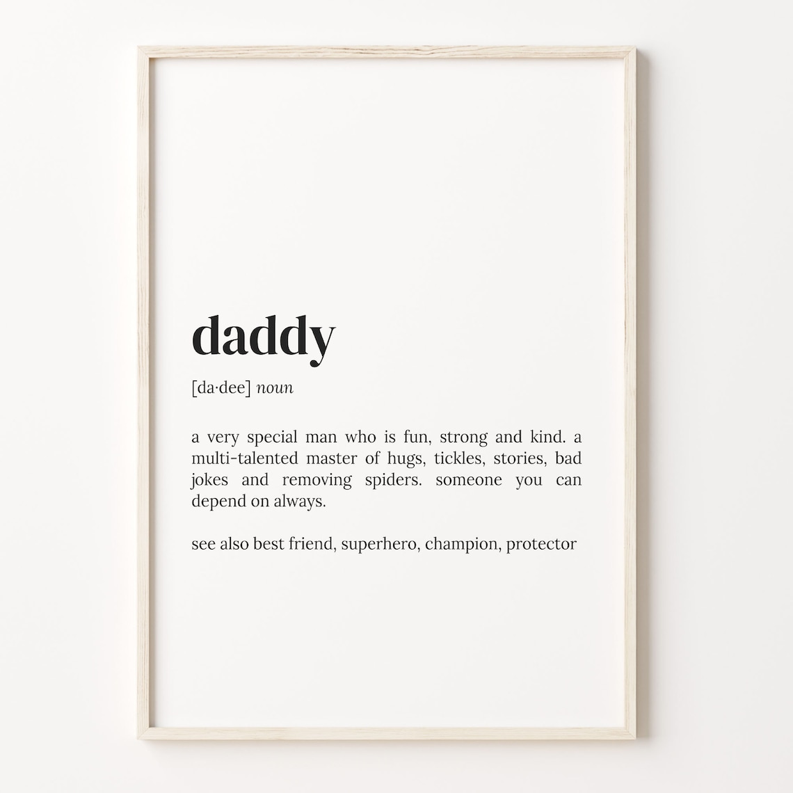 Daddy Definition Dictionary Quote Art Print, Funny Gift