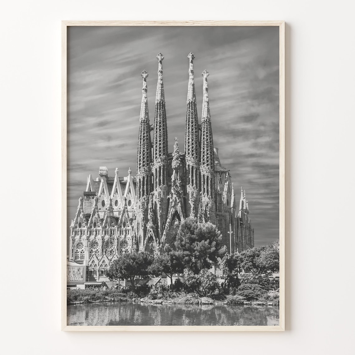 Sagrada Familia Barcelona Black And White Architecture Poster