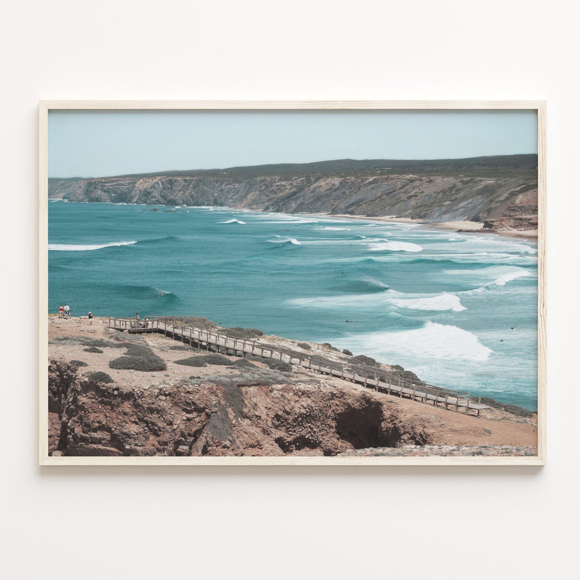Coastal Cliff Boardwalk Overlooking Surf Waves Photography Poster