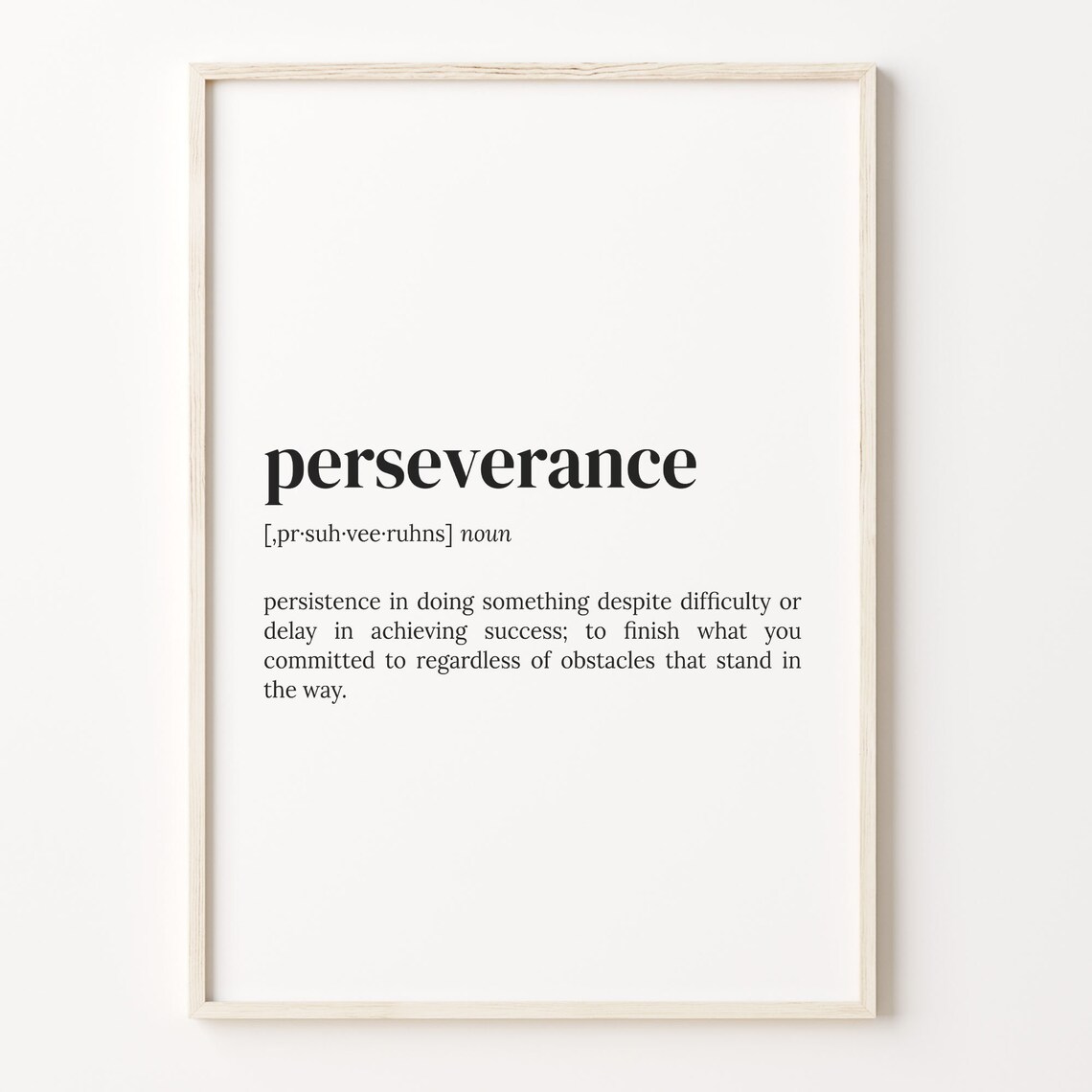 Perseverance Definition Print, Motivational Quote Poster