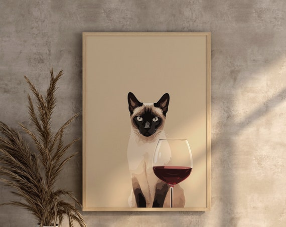 Siamese Cat Art Print, Cat Lover Gift