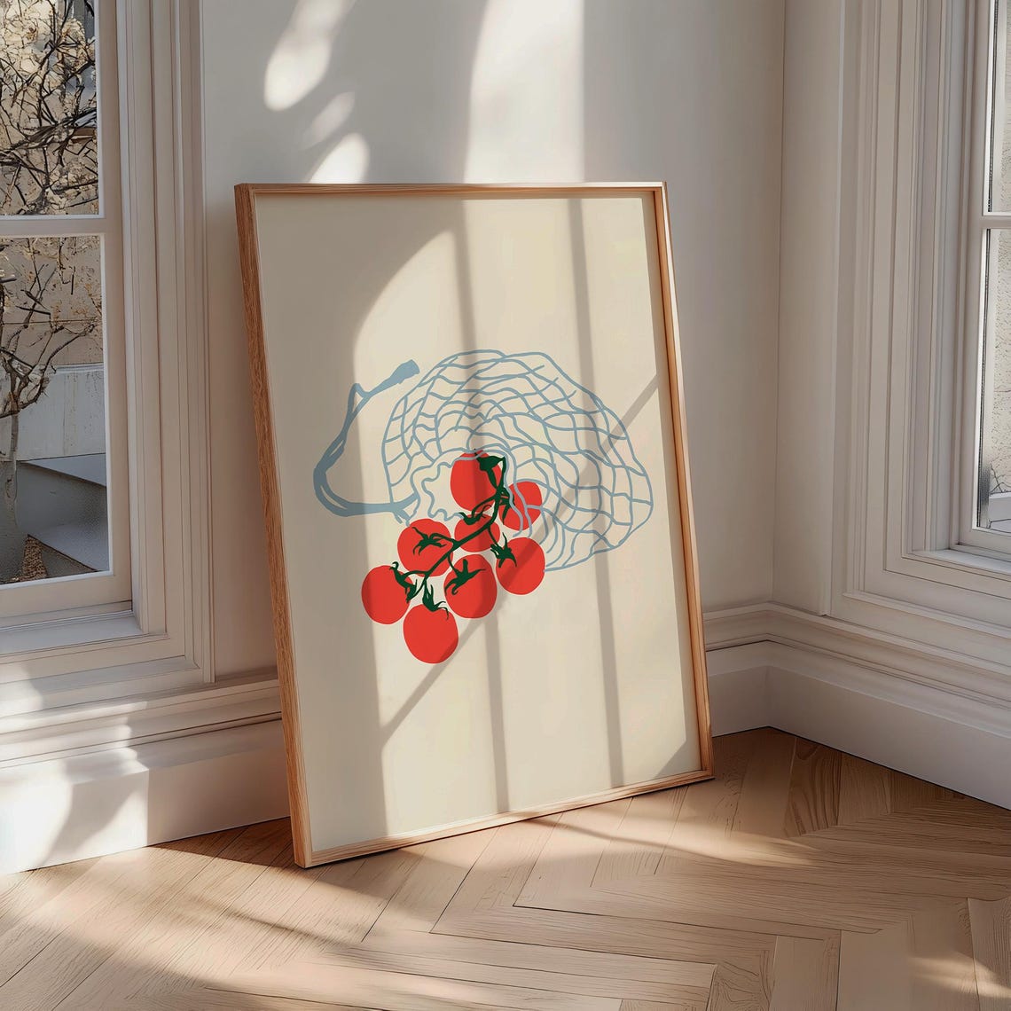 Fresh Red Tomatoes In Mesh Market Bag Modern Kitchen Art Poster - Image 4