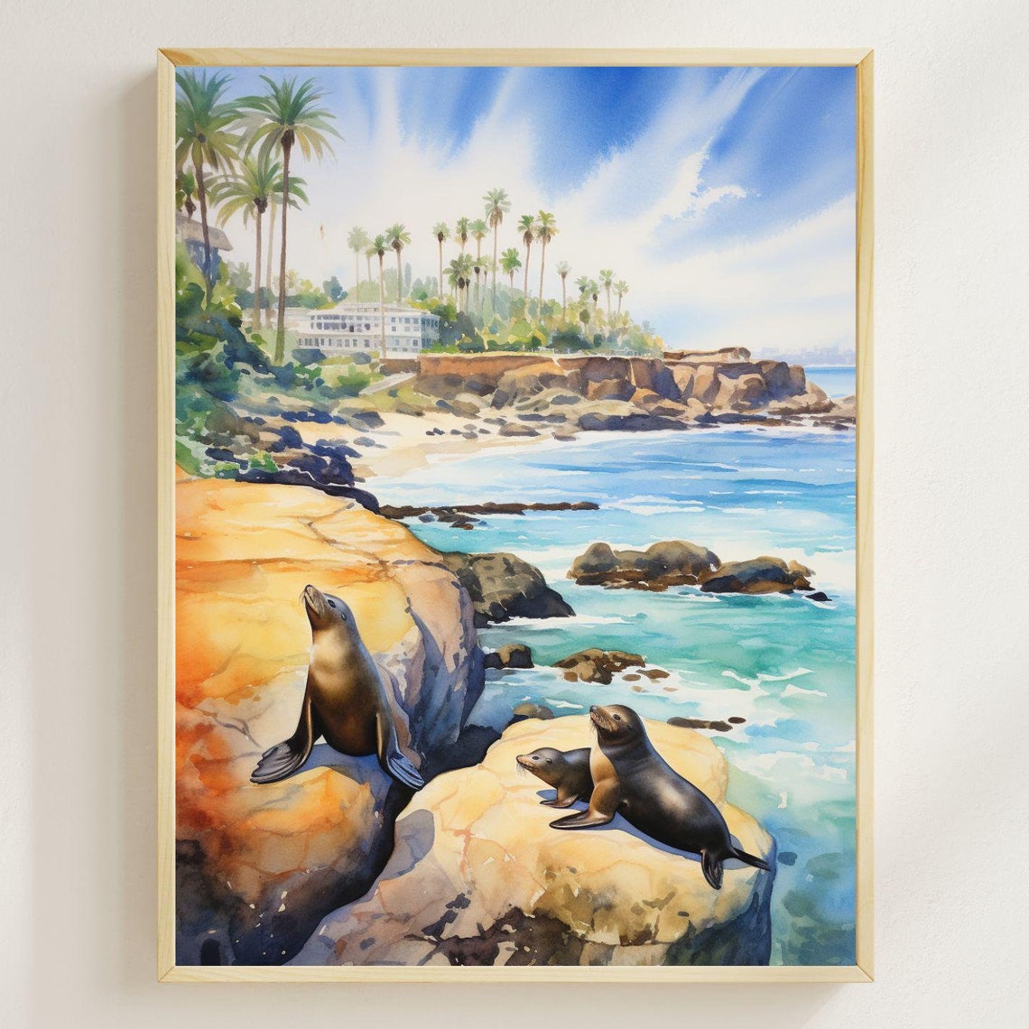La Jolla Cove Seal Watercolor Art Print