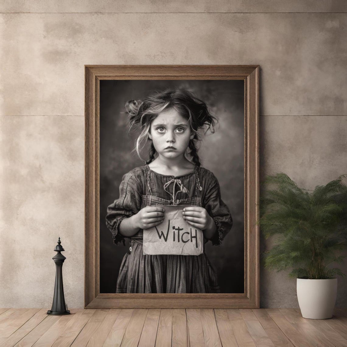 Antique Witch Sign Girl Vintage Photo Gothic Dark Decor Wall Poster