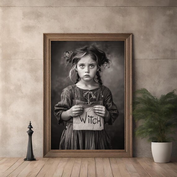 Antique Witch Sign Girl Vintage Photo Gothic Dark Decor Wall Poster